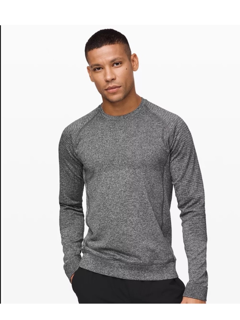 Lululemon Engineered Warmth Long Sleeve Black White Merino Wool Shirt